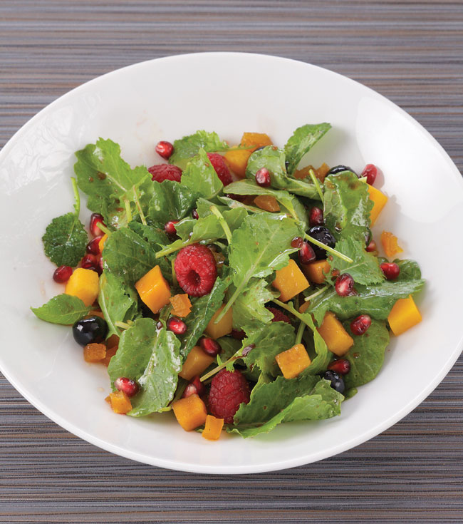Baby Kale, Butternut Squash and Pomagranate Salad