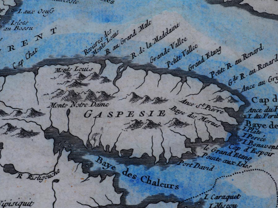 Inside the Musee de la Gaspesie, a map shows the region of the Gaspe Peninsula.