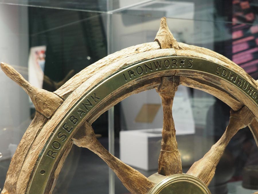 The ship's wheel recovered from the Express of Ireland.