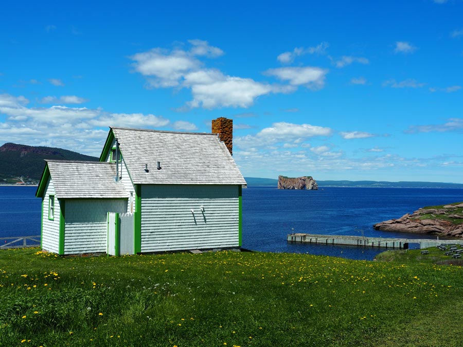 View from L'lle Bonaventure toward Perce Rock.