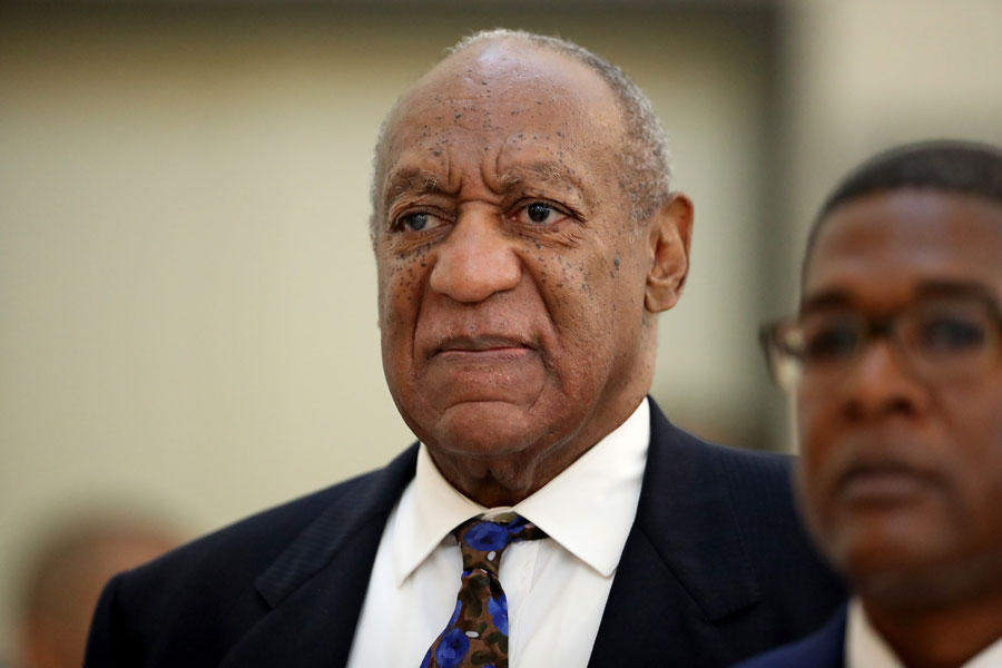 Cosby looking solemn at his sentencing hearing.