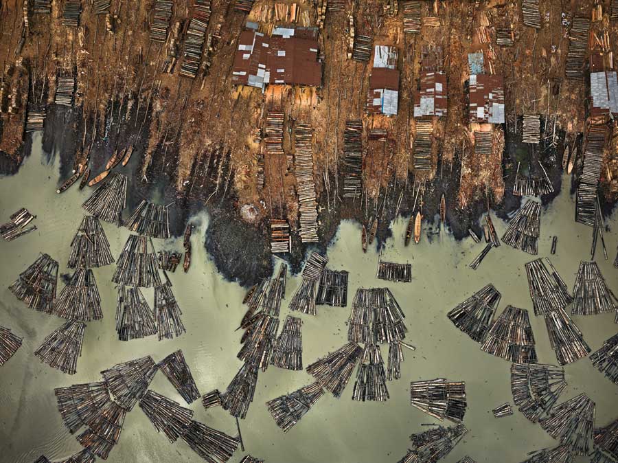 The above view of several bundles of wood in Nigeria.