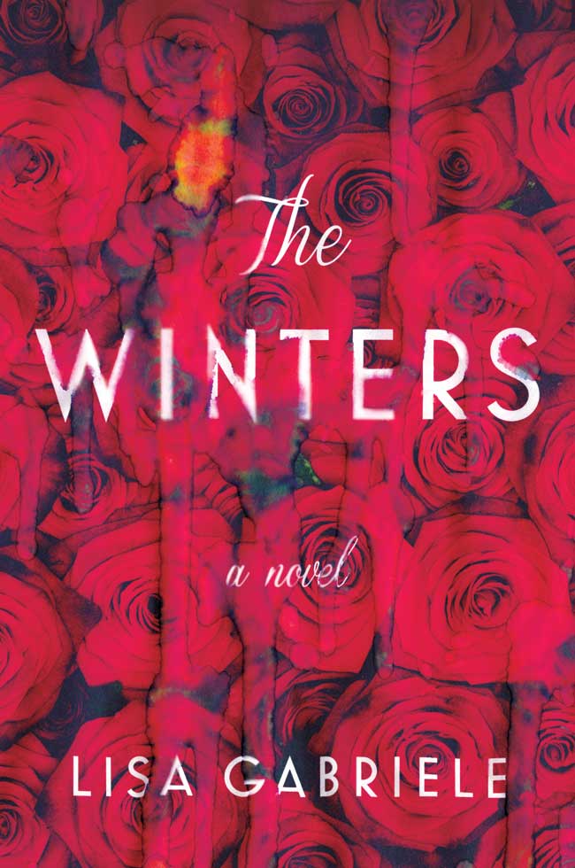 The book cover for The Winters featuring a background of red roses behind the title and author.