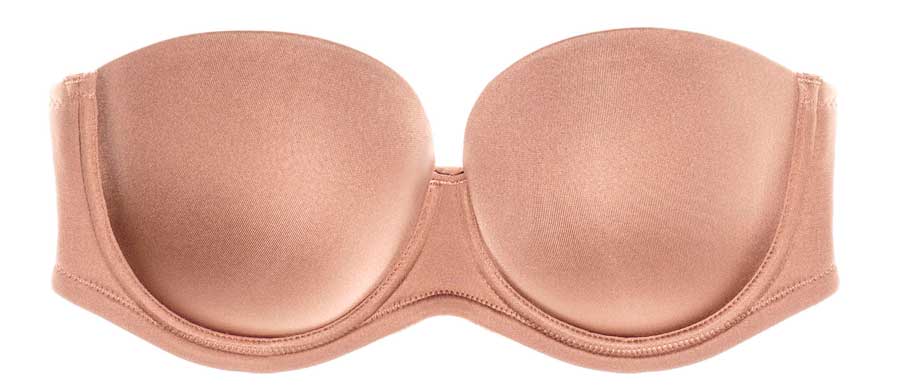 A peach Wacoal strapless bra.