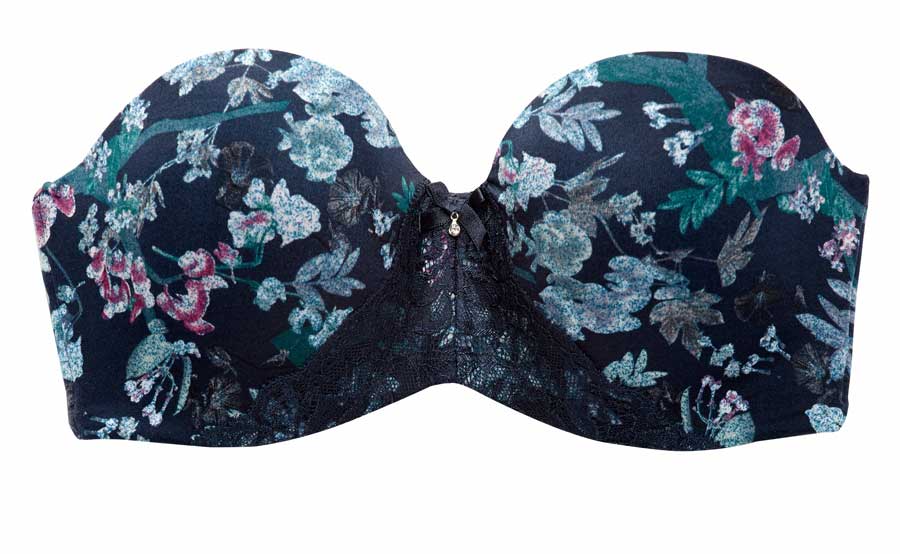 La Vie en Rose's floral strapless bra.