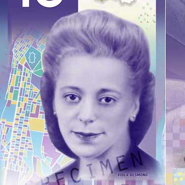 The new purple $10 bill honouring Viola Desmond.