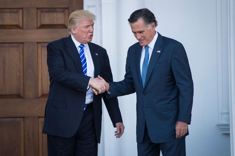 Mitt Romney&#039;s Washington Post article criticizing the President may be a signal that the Republicans are readying to mount a challenge to Trump&#039;s leadership. Photograph: Jabin Botsford/The Washington Post via Getty Images