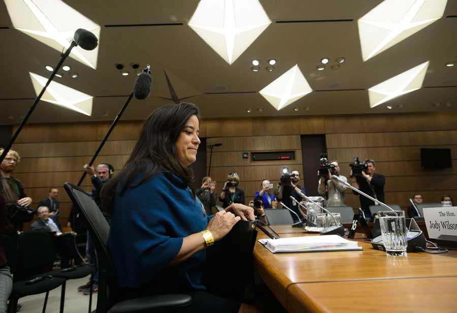 Jody Wilson-Raybould appears at the House of Commons Justice Committee on Parliament Hill in Ottawa on Wednesday, Feb. 27, 2019.