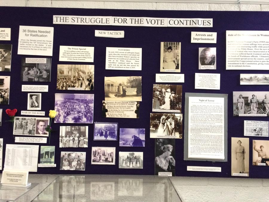 Suffrage art display.