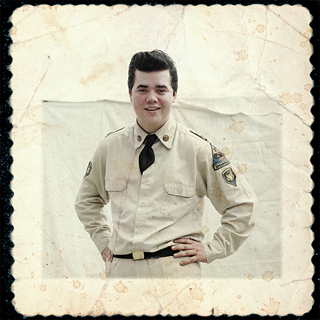 A photo of Tribute artist Danny Granger posing as a young Elvis at the 15th Collingwood Elvis festival in July 2009.