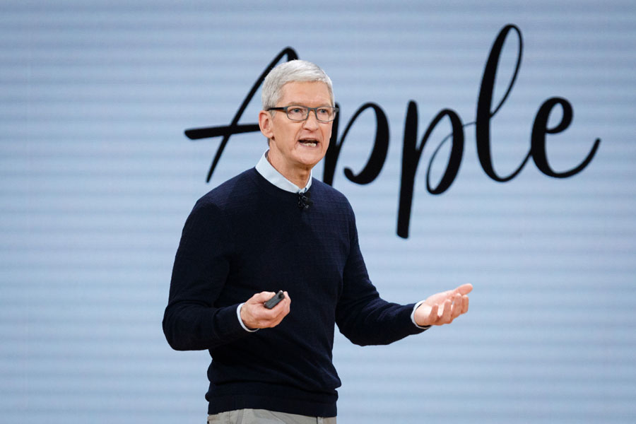 Tim Cook, Chief Executive Officer of Apple Inc., speaks during the launch event for the iPad 6 at Lane Technical College Prep High School in Chicago, Illinois, U.S., March 27, 2018.