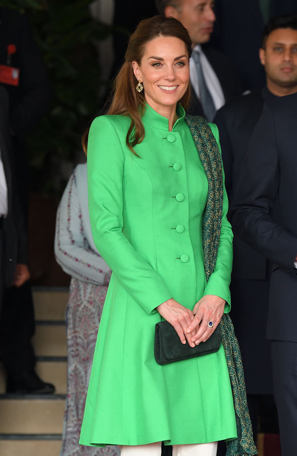 Catherine, Duchess of Cambridge and Prince William, Duke of Cambridge pose after visiting the Prime Minister of Pakistan Imran Khan for an a official meeting at the Prime Minister's Official Residence on October 15, 2019 in Islamabad, Pakistan.