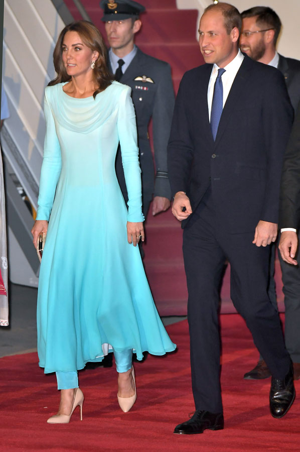 Prince William, Duke of Cambridge and Catherine, Duchess of Cambridge arrive at Pakistani Air Force Base Nur Khan in Rawalpindi, Pakistan