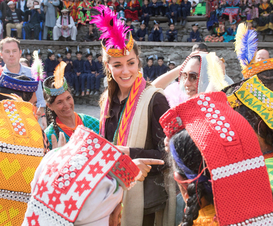 Prince William, Duke of Cambridge and Catherine, Duchess of Cambridge visit a settlement of the Kalash people in Chitral, Pakistan to learn more about their culture and unique heritage.