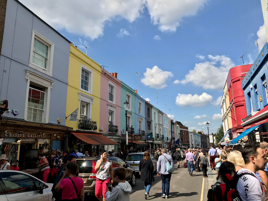 Row house on Portobello Road, Notting Hill, London, England.