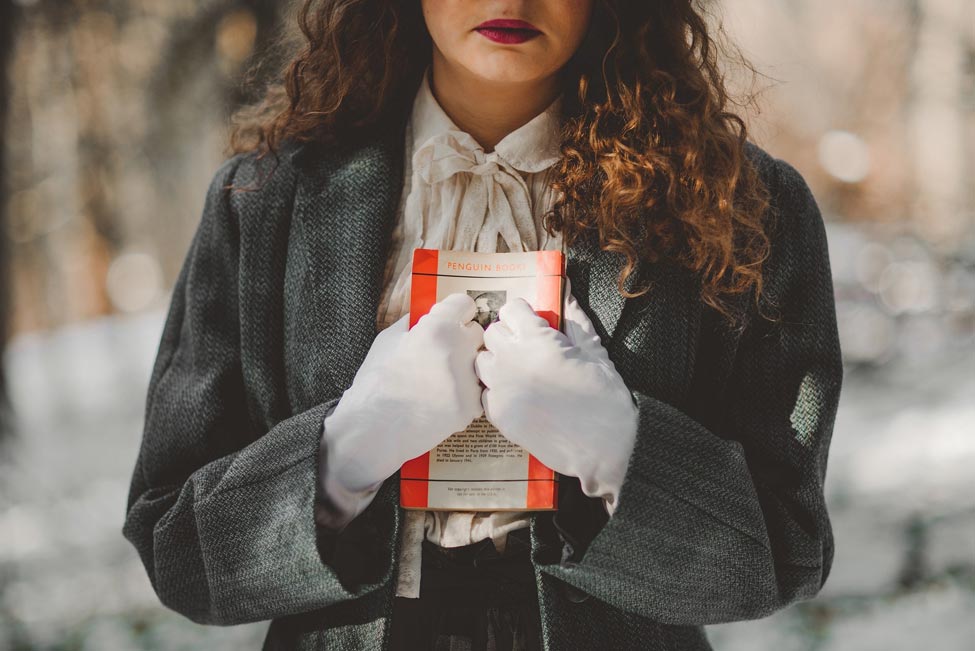 woman holding book