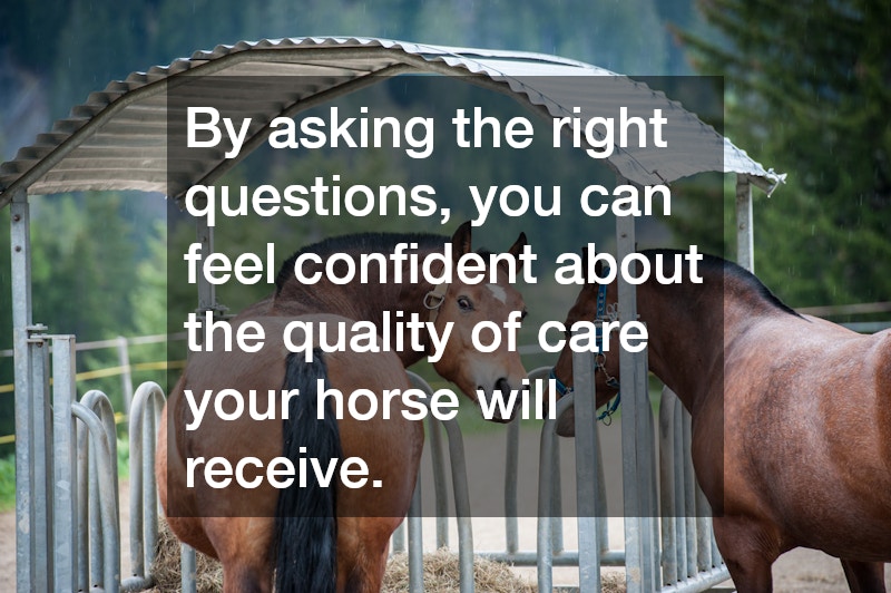 By asking the right questions, you can feel confident about the quality of care your horse will receive.