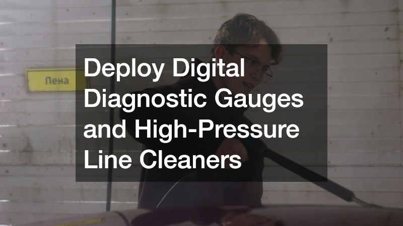 Deploy Digital Diagnostic Gauges and High-Pressure Line Cleaners
