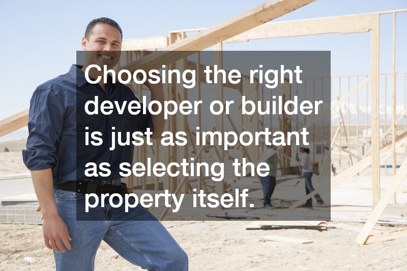 Choosing the right developer or builder is just as important as selecting the property itself.