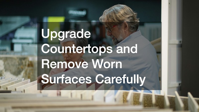 Upgrade Countertops and Remove Worn Surfaces Carefully