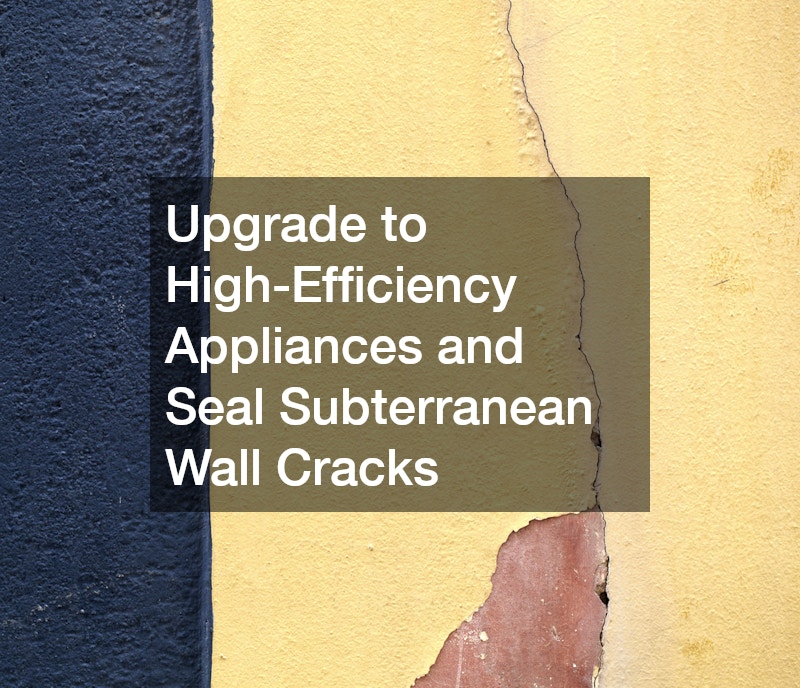 Upgrade to High-Efficiency Appliances and Seal Subterranean Wall Cracks