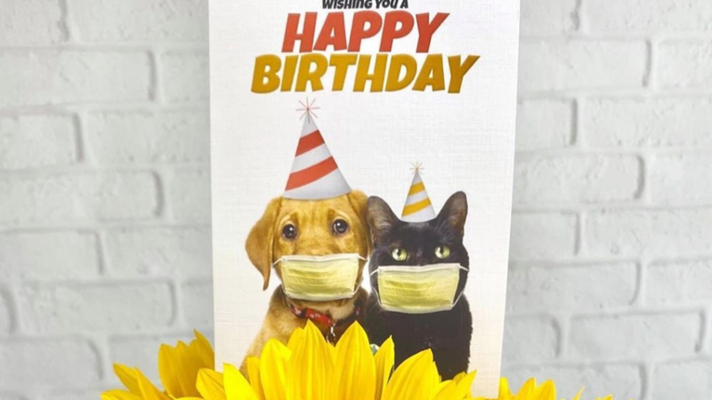 Dominick card with flowers