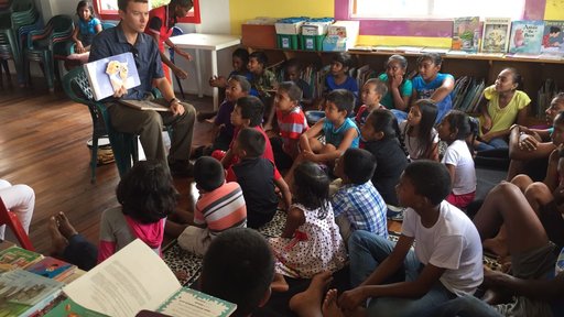 Group reading at the library during Saturday Storytime. We’ve crafted short story books after reading hour in the past.