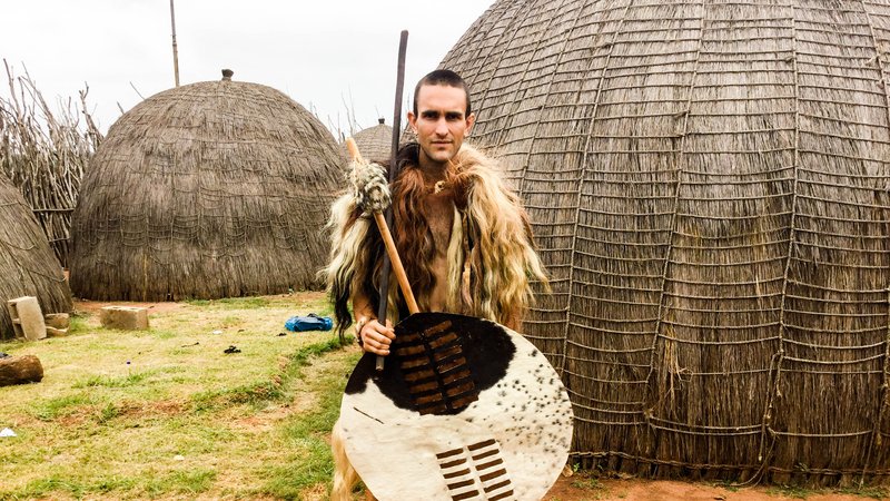 Nate in traditional warrior garb