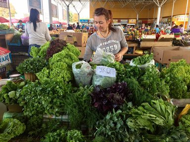 A salad vendor at the local bazaar.
