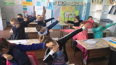 The students love to show off their new sneezing and coughing techniques. Here are some of the third graders “dabbing” away the microbes!