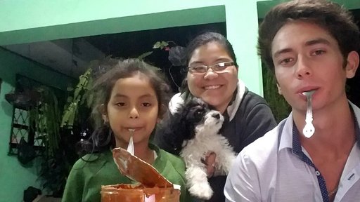 Nicolas and his host sisters.