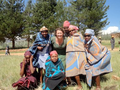 Heather Mangan, center, served in Peace Corps Lesotho, from 2011-13.