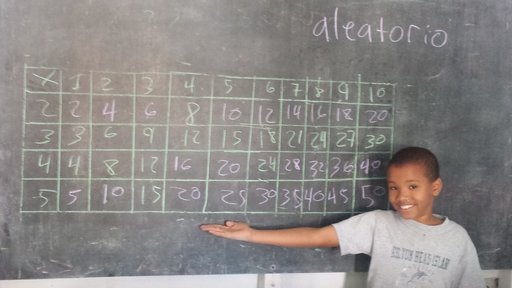Dominican child with completed times tables
