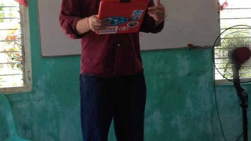 First day on the job, giving an introduction in Cebuano
