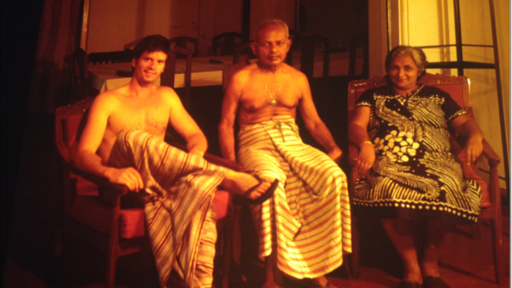 David with his host mother and host father