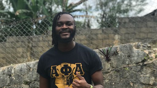 Volunteer Ampofo at post in Jamacia