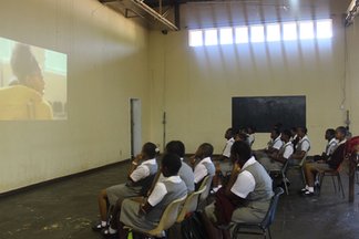 St. Michael's girls watching a documentary