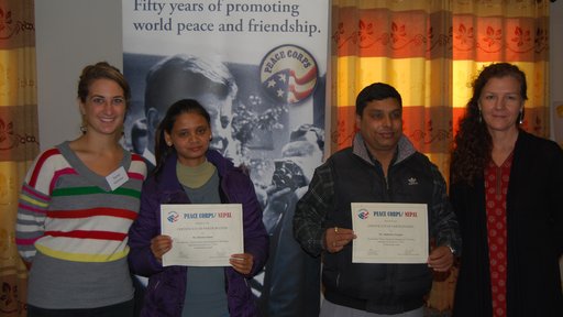 Rachel with Jhabindra Neupane, her government counterpart, and Khuma Somai, her community counterpart.