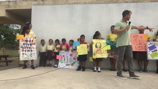 PCV Josh presenting the public service announcements