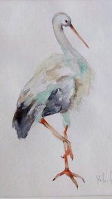 Kelsi painted this stork for Cate on the Camino.