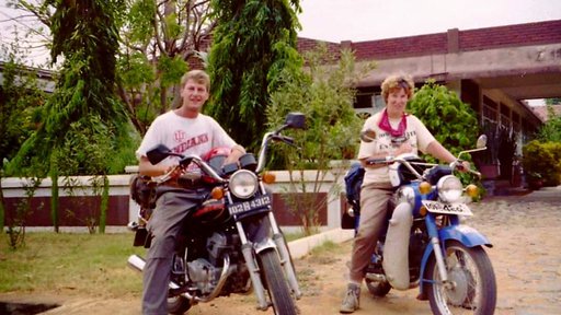 Laura and Larry on motor bikes