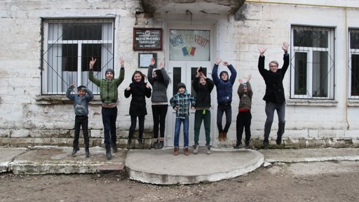 Local kids (and their Volunteer) participate in the #PeaceCorpsLeap.