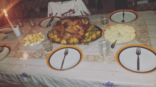 Host family created their first Thanksgiving dinner meal to celebrate with me.
