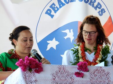 G80 representatives give a speech in Tongan at Swearing In