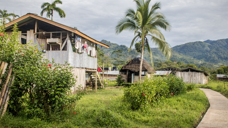 A wooden house on stilts in Panama