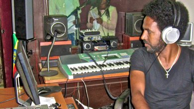 Recording some of the songs at Alex Studio in Mekelle