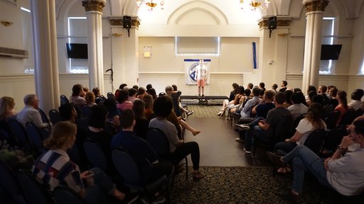 A packed room at the RPCV Story Slam.