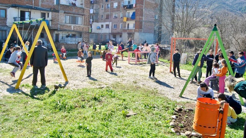 playground with new equipment in Albania