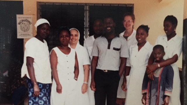 Patty Short with clinic staff, Liberia