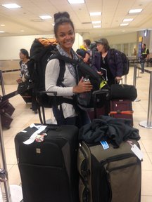 Tori Jackson: Arriving at the airport in Quito with all my suitcases.